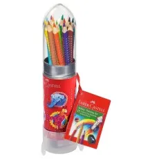 Олівці кольорові Faber-Castell Grip 15 кольорів в пластиковому тубі в формі"Ракети" (112457) (27635)