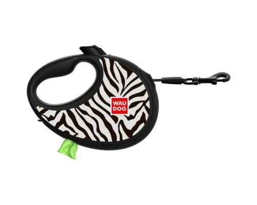Повідець для собак WAUDOG R-leash з контейнером для пакетів "Зебра", світловідбивна стрічка L (257-0055)