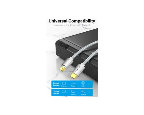 Кабель мультимедійний HDMI M to HDMI M 2.0m V2.1 8K60Hz silver VENTION (ALCIH)