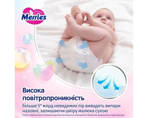 Підгузки Merries розмір S (4-8 кг) 62 шт (4901301437709)