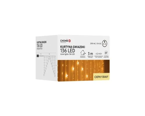 Гірлянда Chomik Штора зірки 136 LED теплий білий, 3 м, від мережі (5900779880030)