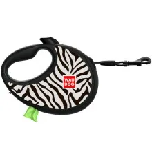 Повідець для собак WAUDOG R-leash з контейнером для пакетів "Зебра", світловідбивна стрічка M (256-0055)