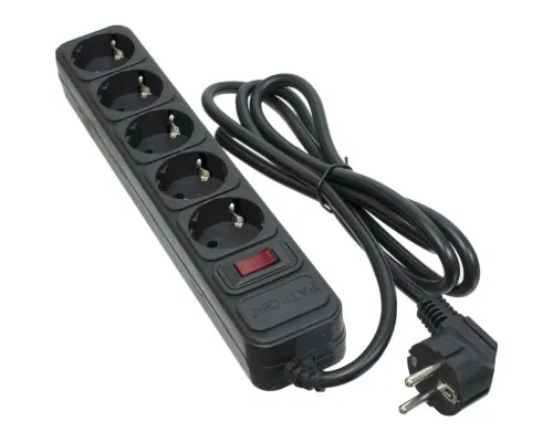 Мережевий фільтр живлення Patron 1.8 m3*1.5mm2 (SP-1652) 5 розеток BLACK (EXT-PN-SP-1652)