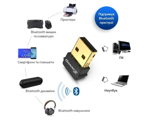 Bluetooth-адаптер Grand-X 5.0 Realtek RTL8761B, 7 devices, aptX, Low Energy (BT50G)