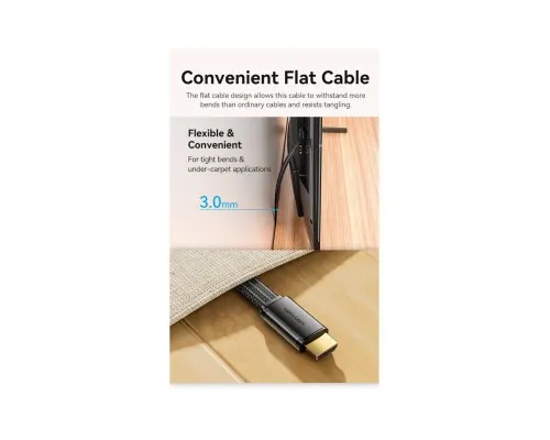 Кабель мультимедійний HDMI M to HDMI M 2.0m V2.1 8K60Hz flat VENTION (ALKBH)
