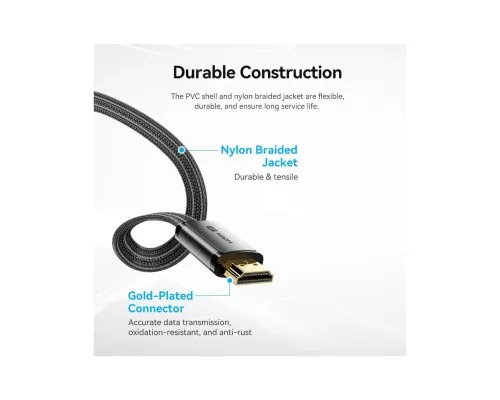Кабель мультимедійний HDMI M to HDMI M 2.0m V2.1 8K60Hz flat VENTION (ALKBH)
