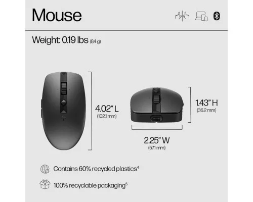 Мишка HP 710 Silent Rechargeable Wireless Black (6E6F2AA)