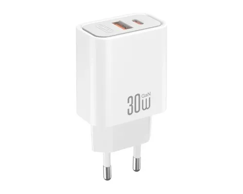 Зарядний пристрій XO 1xUSB 22.5W + 1xUSB-C PD30W white (CE42.white)