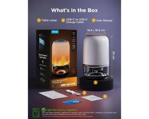 Світильник Govee Table Lamp 2 Pro x Sound by JBL, RGBICWW, WI-FI/Bluetooth, білий (H60200F1)