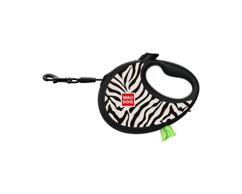 Повідець для собак WAUDOG R-leash з контейнером для пакетів "Зебра", світловідбивна стрічка S (255-0055)