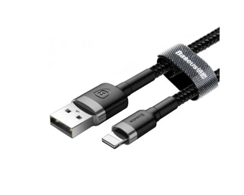 Дата кабель USB 2.0 AM to Lightning 2.0m Cafule 1.5A gray+black Baseus (CALKLF-CG1)