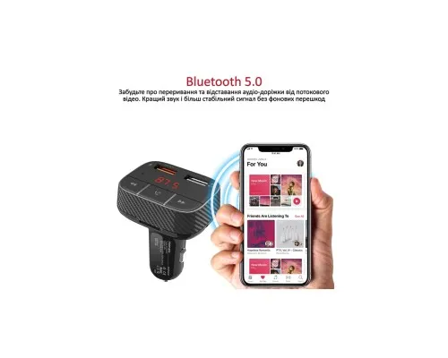 FM модулятор Promate SmarTune 2+ BLUETOOTH 5.0 USB QC 3.0 AUX/SD/USB BLACK (smartune-2+.black)