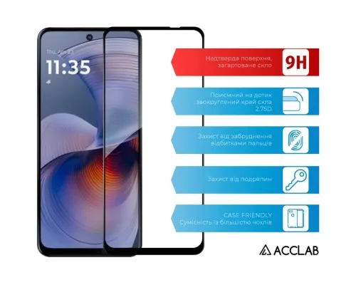 Скло захисне ACCLAB Full Glue Motorola G55 Black (1283126613210)