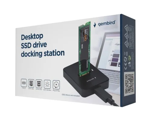Док-станція для накопичувачів Gembird USB Type-C M.2 SATA NVME SSD (DD-U3M2)