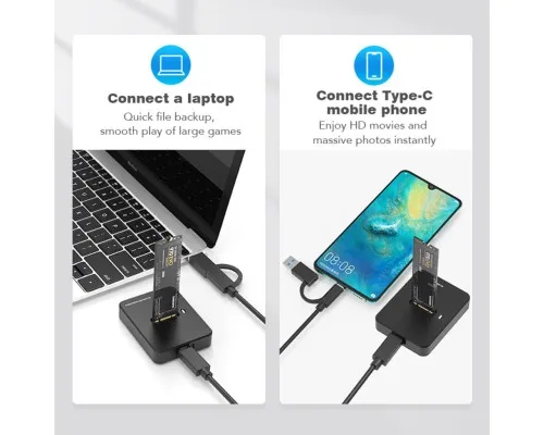 Док-станція для накопичувачів Gembird USB Type-C M.2 SATA NVME SSD (DD-U3M2)