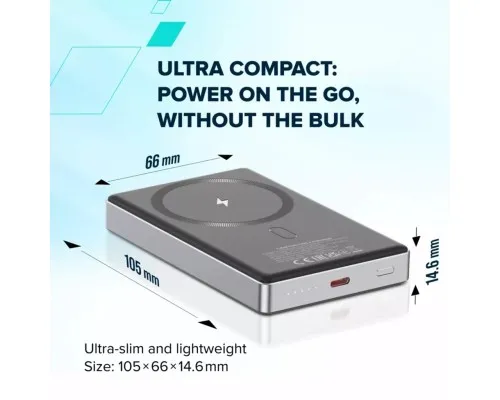 Батарея універсальна Canyon 10000mAh OnPower 510 slim Magsafe PD/20W Beige (CNS-CPB510BE)