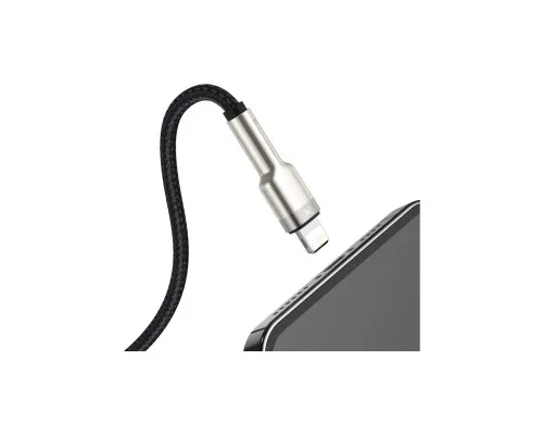 Дата кабель USB 2.0 AM to Lightning 1.0m Cafule Metal 2.4A black Baseus (CALJK-A01)