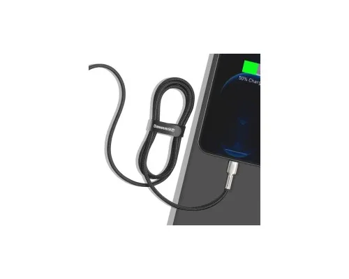 Дата кабель USB 2.0 AM to Lightning 1.0m Cafule Metal 2.4A black Baseus (CALJK-A01)