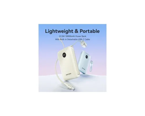 Батарея універсальна Vention 10000mAh 22,5W Fast Charging, USB-A, 2xUSB-C Beige (FKAN0-C)