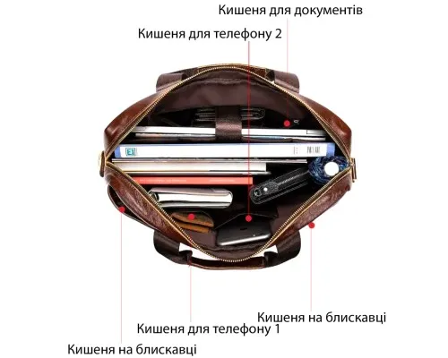 Сумка Vintage Чоловіча з зернистої шкіри Коричнева (14836)