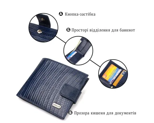 Гаманець Canpellini З натуральної шкіри Синій (21767)