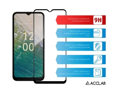 Скло захисне ACCLAB Full Glue Nokia C32 Black (1283126582219)
