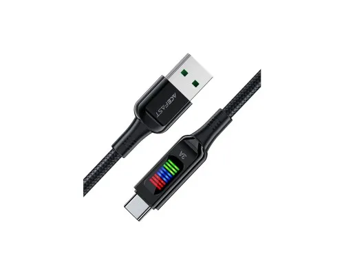 Дата кабель USB 2.0 AM to USB-C 1.2m 3A nylon with LED C7-04 black Acefast (6974316282785)