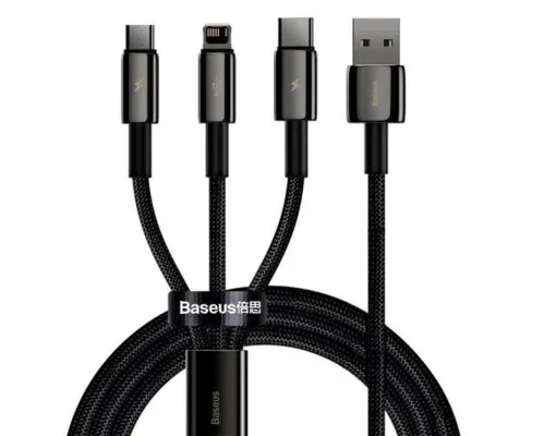 Дата кабель USB 2.0 AM to Lightning + Micro 5P + Type-C 1.5m 3.5A black Baseus (CAMLTWJ-01)