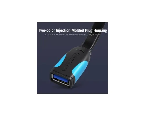Дата кабель USB 3.0 AM/AF 2.0m flat black Vention (VAS-A13-B200)
