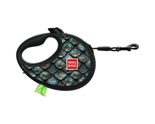 Повідець для собак WAUDOG R-leash з контейнером для пакетів "Луска", світловідбивна стрічка S (255-0179)