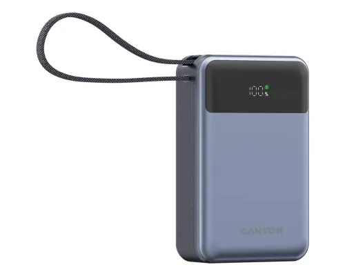 Батарея універсальна Canyon 20000mAh OnPower 600 PD/65W built-in cable Dark Grey (CNS-CPB600DG)
