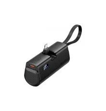 Батарея універсальна VENTION 4800mAh 22,5W PD, USB-C In/Out, LED display, with built-in Lightning cable Black (FHRB0)