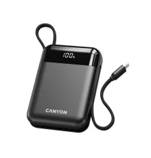 Батарея універсальна Canyon 10000mAh OnPower 104 PD/20W, QC/22.5W built-in cable Black (CNS-CPB104B)