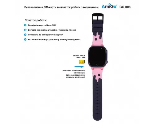 Смарт-годинник Amigo GO008 MILKY GPS WIFI Pink (873293)