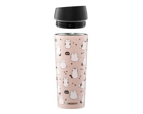 Термокружка Ardesto Coffee Time Animals Cats 450мл, нержавіюча сталь, коричневий (AR2645FC)