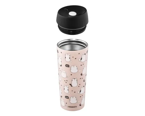 Термокружка Ardesto Coffee Time Animals Cats 450мл, нержавіюча сталь, коричневий (AR2645FC)