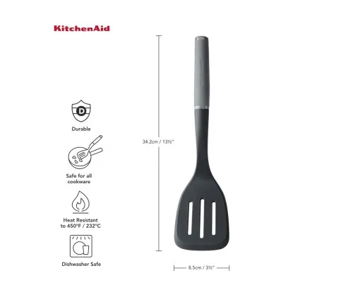 Лопатка кухонна KitchenAid Coreline з прорізами, 34,3 см, сірий (KAS002OHCGG)