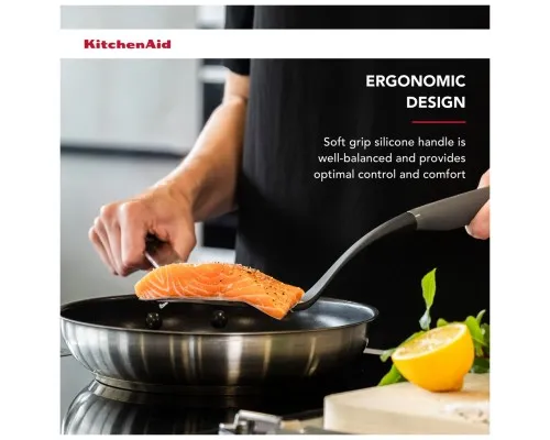Лопатка кухонна KitchenAid Coreline з прорізами, 34,3 см, сірий (KAS002OHCGG)
