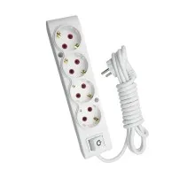 Мережевий подовжувач TECCO 5м 4 поста white (8681277842764)