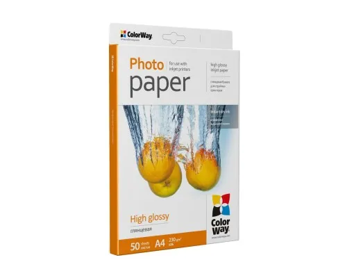 Фотопапір ColorWay A4 230г Glossy 50c (PG230050A4)