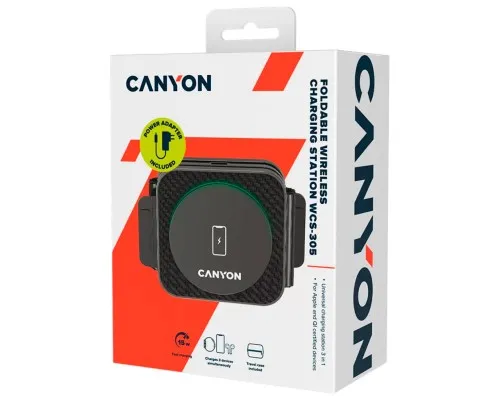 Зарядний пристрій Canyon WS-305 Foldable 3in1 Wireless charger (CNS-WCS305B)