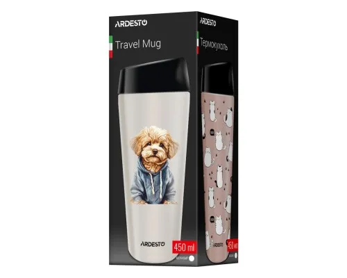 Термокружка Ardesto Coffee Time Maltipoo 450мл, нержавіюча сталь, бежевий (AR2645MP)