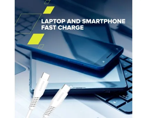 Дата кабель USB-C to USB-C 2.0m CC60SC 60W White Canyon (CNS-CC60SC20W)