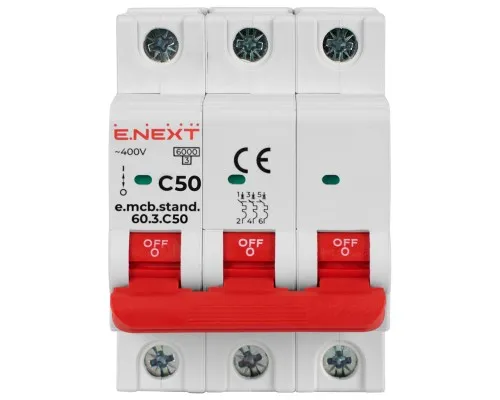 Автоматичний вимикач E.NEXT 3-п e.mcb.stand. 50А C ( 6кА) (s002136)