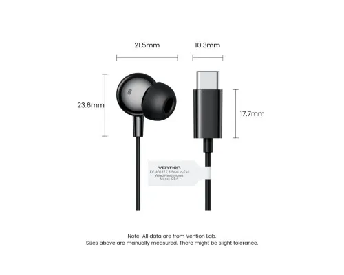 Навушники Vention Echo Lite USB-C In-Ear Wired Black (GBBBAV)