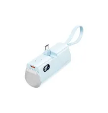 Батарея універсальна Vention 4800mAh 22,5W PD, USB-C In/Out, LED display, with built-in USB-C cable Blue (FHQL0)