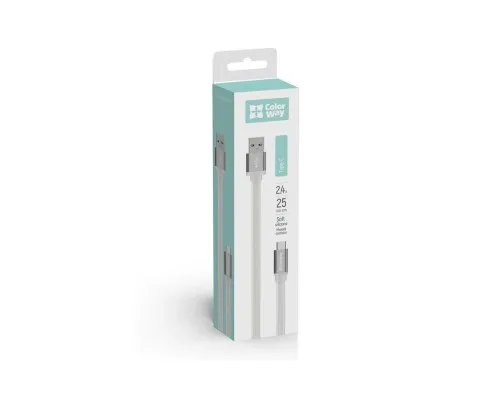 Дата кабель USB 2.0 AM to Type-C 0.25m white ColorWay (CW-CBUC001-WH)