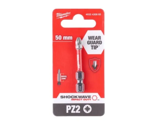 Біта для шуруповерта Milwaukee SHOCKWAVE, PZ2, 50мм 1шт (4932430865)