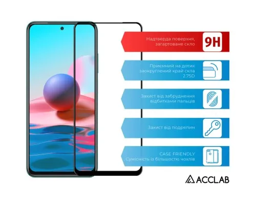 Скло захисне ACCLAB Full Glue Xiaomi Redmi Note 10 Black (1283126511295)