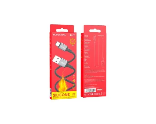 Дата кабель USB 2.0 AM to USB-C 1.0m 3A black BOROFONE (6974443386417)
